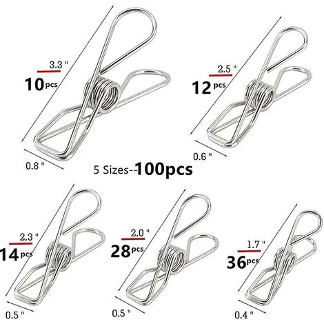 CADEAUX 100pcs Pinces à Linge Pinces à Linge En Acier Inoxydable Corde à Linge Pinces à Linge En Métal - 5 4 CADEAUX 100pcs Pinces à Linge Pinces à Linge En Acier Inoxydable Corde à Linge Pinces à Linge En Métal - 5 – Image 4