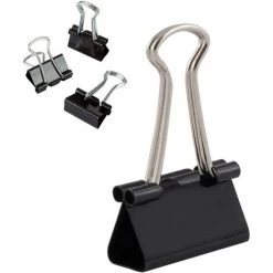 PERLE RARE Lot De 12 Pinces à Documents | 25 Mm | Boîte De Pinces à Papier Multi-fonctions | Binder Clips | Papier Métal Pince A Dessin Pour Notes | Papier à Lettre | Clip Fournitures De Bureau | Noir