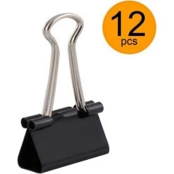 PERLE RARE Lot De 12 Pinces à Documents | 25 Mm | Boîte De Pinces à Papier Multi-fonctions | Binder Clips | Papier Métal Pince A Dessin Pour Notes | Papier à Lettre | Clip Fournitures De Bureau | Noir -Pince et tenaille Soldes 57016884 5