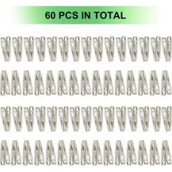 IRISFR 60 Pièces En Acier Inoxydable Pinces à Linge En Métal Vêtements Pinces Broches Clips Avec Boîte De Rangement Pour Vêtements Chaussette Alimentaire étanchéité Photos，Lilaris