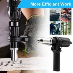 TINOR Adaptateur De Pistolet à Riveter électrique Adaptateur De Perceuse à Riveter Outil D'écrou D'insertion De Riveteuse Avec Tête De Rivet De Diamètre 2.4/3.2/4.0/4.8mm Et Clé à Poignée Noire -Pince et tenaille Soldes 57219692 5