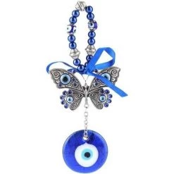 FLYME Oeil Bleu Protection Amulette Bleu Pendentif En Verre Maison Chanceux Protection Tenture Décor