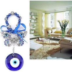 FLYME Oeil Bleu Protection Amulette Bleu Pendentif En Verre Maison Chanceux Protection Tenture Décor -Pince et tenaille Soldes 57481599 3