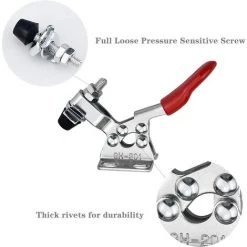 TINOR Lot De 6 Pince à Bascule En Métal Horizontal Sauterelle, Serrage à Genouillère Type Vertical En Fer Galvanisé Pince à Levier GH-201 27kg -Pince et tenaille Soldes 57644080 5