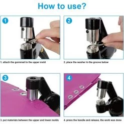 DENUOTOP Pince Oeillet Pour Bache 500pcs Oeillets (10mm) Pour Toile Bâche Tente De Réparation -Pince et tenaille Soldes 58082082 3