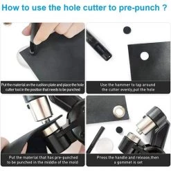 DENUOTOP Pince Oeillet Pour Bache 500pcs Oeillets (10mm) Pour Toile Bâche Tente De Réparation -Pince et tenaille Soldes 58082082 4