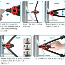 OUYIFAN Pince à Riveter Professionnelle 16 ''pince à Riveter Avec 100 écrous à Riveter M3, M4, M5, M6, M8, M10, M12 -Pince et tenaille Soldes 58108582 4