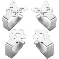 GUAZHUNIFR 4 Pièces Clip Nappe En Acier Inoxydable Nappe Extérieur Fixation Nappe Clips Pinces De Nappe Réglables Attache Nappe Jardin Anti-Glissant Pour Piques Niques Repas à L’Extérieur Restaurant