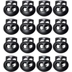 IRISFR 20 Pièces Serrures à Ressort Pour Cordons De Serrage, En Plastique Noir Extrémités De Cordon à Deux Trous Extrémités De Butée à Bascule Ovale By Lilaris