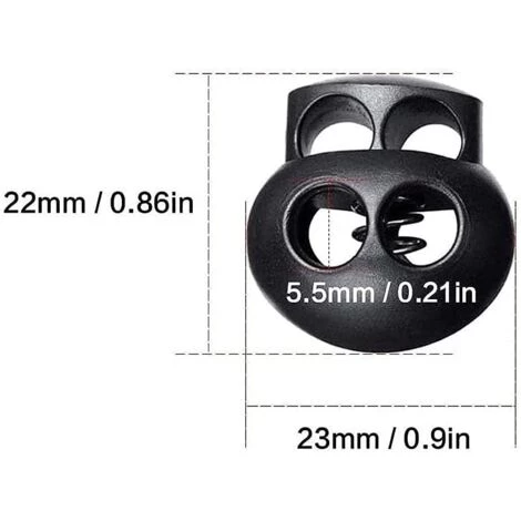 IRISFR 20 Pièces Serrures à Ressort Pour Cordons De Serrage, En Plastique Noir Extrémités De Cordon à Deux Trous Extrémités De Butée à Bascule Ovale By Lilaris 2 IRISFR 20 Pièces Serrures à Ressort Pour Cordons De Serrage, En Plastique Noir Extrémités De Cordon à Deux Trous Extrémités De Butée à Bascule Ovale By Lilaris – Image 2