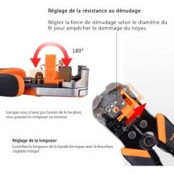 TODOT 3 En 1 Pince à Dénuder Automatique, Pince à Sertir, Pour Câbles 0.2-6 Mm², Coupeur Câble Fil Corde, Outil Sertissage- MWS02 -Pince et tenaille Soldes 58758009 5