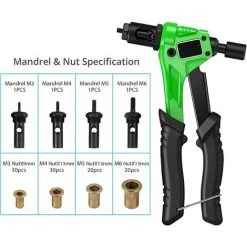 JOORRT Kit 8 PISTOLET À ÉCROU Riveteuse Professionnelle Avec 100 Pcs Rivets Écrous M3 M4 M5 M6 Pince Manuelle Rivet Gun Chucks Pour Voitures Industrie Des Remorques Mobiles -Pince et tenaille Soldes 59171101 3