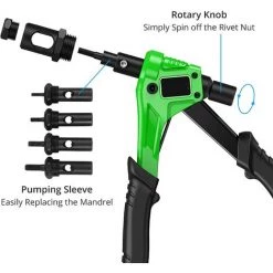 JOORRT Kit 8 PISTOLET À ÉCROU Riveteuse Professionnelle Avec 100 Pcs Rivets Écrous M3 M4 M5 M6 Pince Manuelle Rivet Gun Chucks Pour Voitures Industrie Des Remorques Mobiles -Pince et tenaille Soldes 59171101 5