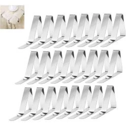 DKSFJKL Clip Nappe,Pinces à Nappe Lot De 24,Acier Inoxydable Supports Pour Nappes Pour Pique-niques De Fête Chapiteaux Et Mariages Tables De Pique-Nique