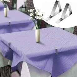 HIASDFLS 12 Pcs Pinces À Nappe Pince Nappe Inoxydable Pince Nappe Clip Exterieur Ajustable Acier Inoxydable Nappe Clips Anti-Glissant Pour Cuisine Bureau Restaurant Pique-Nique Mariage Fête -Pince et tenaille Soldes 59250053 4