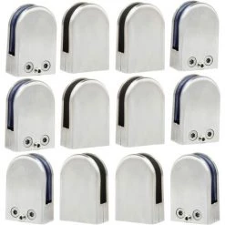 ZOLGINAH 12 PCS (10-12mm) Pince à Verre Porte-Verre En Acier Inoxydable 304 Support De Serrage Clamp Clip Plat Main Courante Fenêtre Balustrade Réglable Escalier Salle De Bains