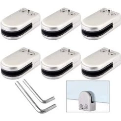 ZOLGINAH 6 Pièces Pinces à Verre, 10～12mm L Taille 304 Acier Inoxydable Porte-Verre, Réglable Support En Verre Support Dos, Pour Balustrade Escalier Main Courante