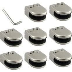 ZOLGINAH Pince De Verre 8 PCS 6-8mm En Acier Inoxydable 304 Clip En Verre Pince Support Dos Plat Finition Chromig Pour Balustrade