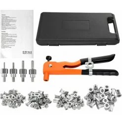 PROSTER Pistolet à Riveter 10" Pinces à Riveter M3 M4 M5 M6 Pistolet à Riveter à Main Professionnelles Outils De Rivetage Avec Système De Réglage D'écrou 100 Pièces