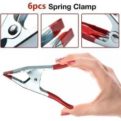 MODOU 6 Pièces Pinces à Ressort En Métal De 4 Pouces Pince à Colle Métallique Pinces Avec Revêtement En Caoutchouc Pour Bâche Camping Tarpaulin Travail Bois -Pince et tenaille Soldes 59465350 5
