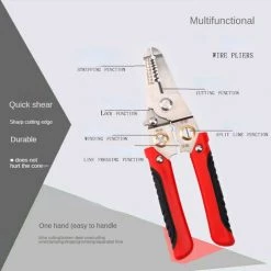 MERKMAK Pince A Denuder Les Fils Multifonctionnelle Pour Electricien, Pince Speciale Pour Couper Le Fil Denuder La Peau Enrouler Le Fil De Pressage Rouge -Pince et tenaille Soldes 59662110 4