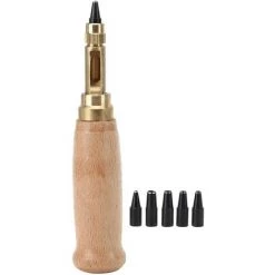 DECKON Outil De Perforation Pour Cuir Avec 6 Embouts, 1.5mm-4mm, Kit De Poinçonnage Manuel Pour Coudre En Cuir Papier Artisanat Poinçons