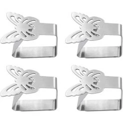 GALOZZOIT Lot De 4 Pinces De Nappe En Acier Inoxydable Pour Nappe, Nappe, Pinces à Nappe (Papillon), Acier Anti-Rouille, Argent 1, 6,5 * 5 Cm