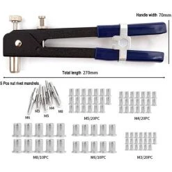 MODOU Filetée Rivet Écrou Kit, 86 Pcs Pince à Riveter Kit De Écrou Riveteuse Rivet Nutsert Gun Outil De Pince à Rveter Insert Fileté Pour Filetage M3 M4 M5 M6 M8 -Pince et tenaille Soldes 59826044 4