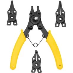 TANCYCO Pinces à Circlips Multifonctions Portables Portables Ensemble De Pinces à Circlips Externes Internes Avec 45° 90° 180° Interchangeable Pinces Conseils Anneaux Remover,jaune