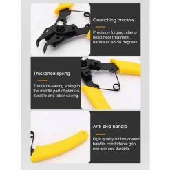 TANCYCO Pinces à Circlips Multifonctions Portables Portables Ensemble De Pinces à Circlips Externes Internes Avec 45° 90° 180° Interchangeable Pinces Conseils Anneaux Remover,jaune 8 TANCYCO Pinces à Circlips Multifonctions Portables Portables Ensemble De Pinces à Circlips Externes Internes Avec 45° 90° 180° Interchangeable Pinces Conseils Anneaux Remover,jaune -Pince et tenaille Soldes 59867772 4