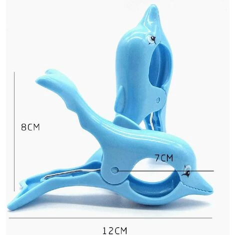 GALOZZOIT Grosses Pinces à Transat Épingles à Serviette De Plage Renforcés Épingles En Plastique Pour Serviette De Plage, Couverture, Vêtements, Tapis, Dauphin X 4 Pièces 2 GALOZZOIT Grosses Pinces à Transat Épingles à Serviette De Plage Renforcés Épingles En Plastique Pour Serviette De Plage, Couverture, Vêtements, Tapis, Dauphin X 4 Pièces – Image 2