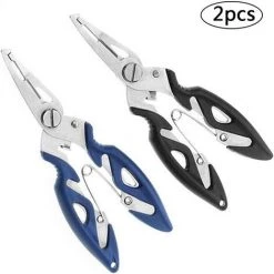 GALOZZOIT 2 Pcs Pince De Peche, Acier Inoxydable Multi Pince à Pêche En Titane (Retirer Le Crochet, Tresse Ligne Coupe,) Multifonctionnelle Ciseaux Coupe Ligne Enlève-Crochet Outil D'Attirail