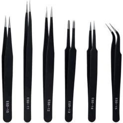 DENUOTOP Brucelles Pincette De Précision Antistatique 6PCS Pincettes De Précision Pince De Précision En Acier Inoxydable Antistatique Pour L'électronique,la Réparation De Montres Et D'horloges La Fabrication De Bijoux