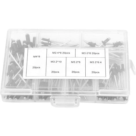 READCLY 120 Pièces Rivets Noir, Kit De Rivets Aveugles En Aluminium, M2.4/M3.0/M3.2/M4 Assortiment De Rivets Pop Pour Rivets électriques Pistolets à Riveter Pneumatiques 1 READCLY 120 Pièces Rivets Noir, Kit De Rivets Aveugles En Aluminium, M2.4/M3.0/M3.2/M4 Assortiment De Rivets Pop Pour Rivets électriques Pistolets à Riveter Pneumatiques