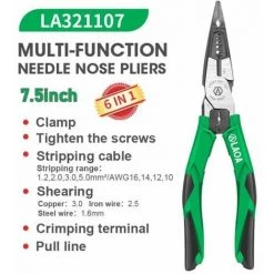 PINCE DE SERRAGE,pince à Dénuder électrique à Long Nez, Multifonction, Coupe Fil, Pince à Sertir Les Bornes De Câ,7.5inch FUIENKO