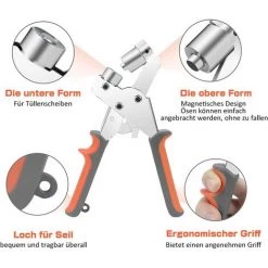 Cisea Pince à œillets,Ensemble Professionnel De Perforateur D'œillets Avec 100 Pièces (Ø Intérieur 10 Mm) œillets En Métal Pour Cuir Tissu Bâche Rideau PVC -Pince et tenaille Soldes 60606918 3