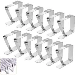ZOLGINAH Pince Nappe Inoxydable, 12 Pièces Pinces Pour Nappe De Table, Pince Nappe Clip Exterieur Ajustable, Attache Nappe Jardin Pour Cuisine Bureau Restaurant Pique-Nique Mariage Fête, 5 X 4 Cm