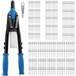 GETLITOOL Pince à Rivets Pistolet à Rivet Professionnelle Aveugle Outil 3,2-6,4 Mm Outils De Réparation De Riveteuse à Main + 200PCS Rivets Résistants En Aluminium Pistolet à Rivet