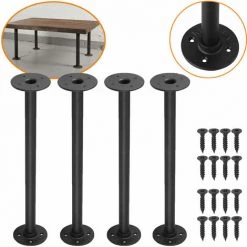 GETLITOOL 4x Pieds De Table Tube En Métal Base De Meuble 42cm Brides 3/4" Meubles Industriels