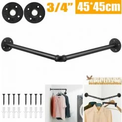 GETLITOOL Tringle à Vêtements Penderie Murale Armoire Vintage Industriel Coin Noir -Pince et tenaille Soldes 61048634 5