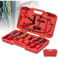 TolleTour Pince à Colliers De Serrage Pinces Outils Coffret Avec Mallette De Transport Pinces Spéciales 11pcs. - Noir