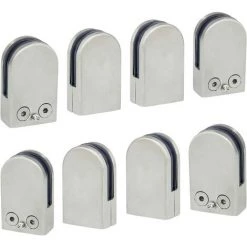 HIASDFLS 8 PCS (6-8mm) Pince à Verre, En Acier Inoxydable 304 Support De Serrage Clamp Clip Plat Main Courante Fenêtre Balustrade Réglable Escalier Salle De Bains