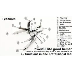 NAXUNNN Pince à Outils Multifonctions Tech Mini Pliable à Chaîneportable Mini Tournevis Combiné Extérieur, Décapsuleur Et Tournevis Et Extracteur De Fil Et Règle En Pouces Et Pince Pour Carte SIM 15 à 1 -Pince et tenaille Soldes 61356434 3