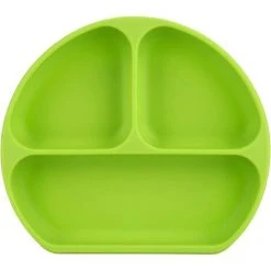 MEZHENG Assiette Divisée Pour Tout-Petits - Assiettes Divisées En Silicone Pour Tout-Petits DIY Nourriture Complémentaire Napperon Ventouse Pour Bébés Enfants(Vert)
