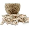 EINEMGELD 60 Mini Pinces En Bois + Ficelle De 100 M, Mini Piquets Pour Décoration, Décoration De Bricolage, Mini Pinces à Linge En Bois, Petits Pinces à Linge Pour Les Loisirs Créatifs, Les Mariages
