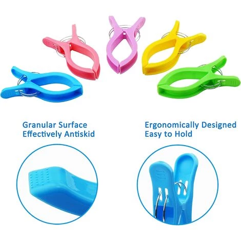 MEZHENG Grosses Pinces à Transat 16*8*2,4cm, Ipow 10PCS Pinces à Linge En Plastique Ressorts Renforcés Epingles à Clips Pour Serviette De Plage/Vêtement/Couettes/Draps,Utilisé Maison Ou Vacances,Multicolores 5 MEZHENG Grosses Pinces à Transat 16*8*2,4cm, Ipow 10PCS Pinces à Linge En Plastique Ressorts Renforcés Epingles à Clips Pour Serviette De Plage/Vêtement/Couettes/Draps,Utilisé Maison Ou Vacances,Multicolores – Image 5