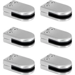 FOZIY Pince à Verre Pince De Verre En Acier Inoxydable Supports De Serrage En Verre De 6 à 8 Mm Clip En Verre Réglable Connexion à Dos Plat Pour Balustrade Escalier Main Courante 6 Pièces，argent