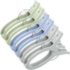 MEZHENG Grosses Pince Serviette Pinces à Transat Renforcés Épingles En Plastique Pour Serviette De Plage, Couverture, Vêtements, Tapis, Grande Taille, Bleu, Vert, Gris, 6 Pièces