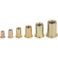 MEZHENG 150 Pièces Écrous à Rivets M3 M4 M5 M6 M8 M10 Kit D'Assortiment D'Inserts De Filetage En Acier Au Carbone Galvanisé 150x Écrous à Rivets Aveugles à Tête Plate 9mm 11mm 13mm 15mm 18mm 21mm -Pince et tenaille Soldes 64159533 4