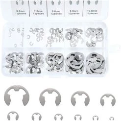EAUDACè Anneau E-Clip En Acier Inoxydable, 120 Pcs Bague De Retenue Externe Snap Kit, M1,5-M10 Assortiment Circlip Avec Boîte De Rangement, Pour La Rainure De L'arbre De La Machine